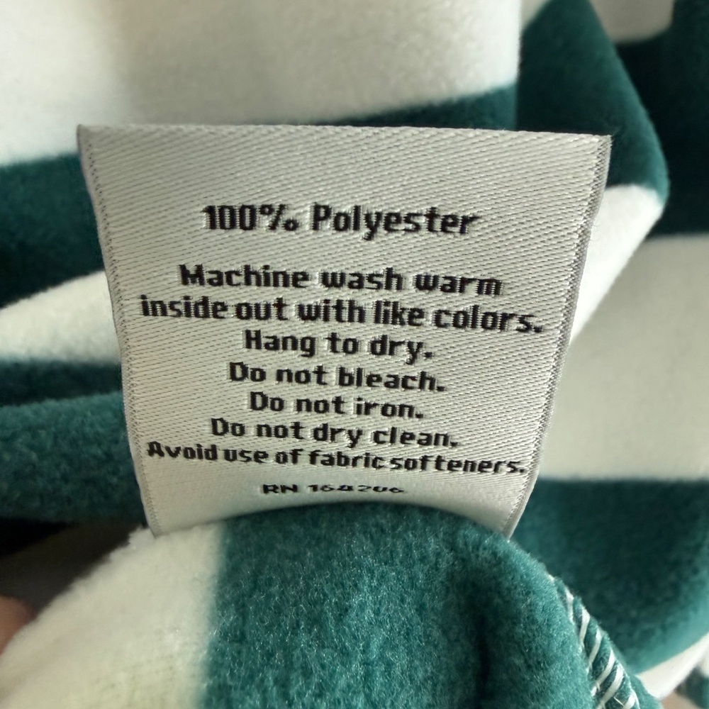 Dudley Stephens Vello Fleece Milton Street Turtleneck Green/White Stripe - Small - Picture 9 of 9